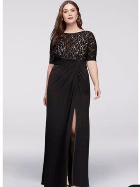 Davi's Bridal Lace Bodice Maxi Dress With Gathered Jersey Skirt Size 6
